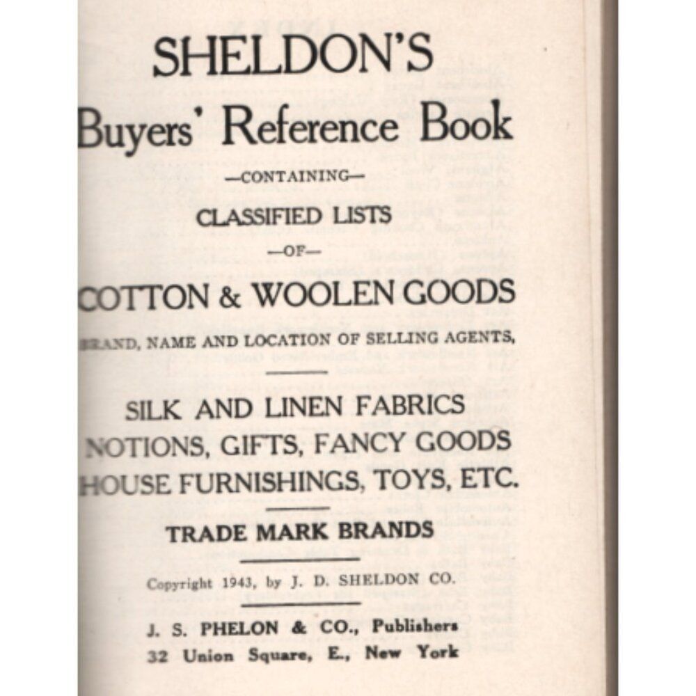 Sheldon's Buyers Guide 1944 Reference Book Sourcing For Fabrics Linens More - Picture 11 of 11